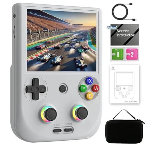 RG406V Unisoc T820 Whatsko ハンドヘルドゲーム機 Android13システム 4インチタッチスクリーン WiFi/Bluetooth機能 1600万色RGB照明効果 ホールジョイスティック 5500mAh大容量 灰