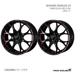 NOVARIS インプレッサWRX STI GRB・GRF・GVB・GVF(4ポットキャリパー) アルミホイール 2本セット 0042169×2【18×8J 5-114.3 INSET42 BK/RED】