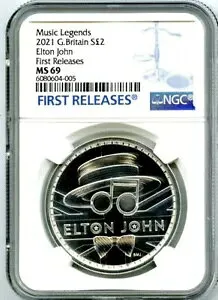 2021 2PD イギリス 1オンス シルバー バージョン エルトン ジョン NGC MS69 初回リリース