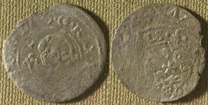 リヴォニア：1617 1 Sch. AU 詳細 表面オフセンター（小プランシェット）ラフ #5 IR8893