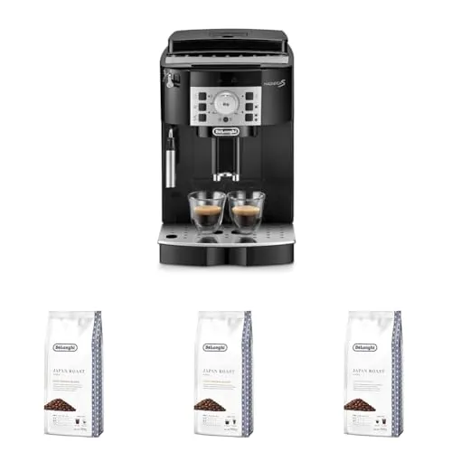 【セット買い】De'Longhi (デロンギ) 全自動コーヒーマシン マグニフィカS ECAM22112B コーヒーメーカー 全2メニュー カフェジャポーネ搭載 アイスコーヒー 豆から挽きたて 簡単お手入れ 手動ミルクフロッサー ブラック デロンギファミリ