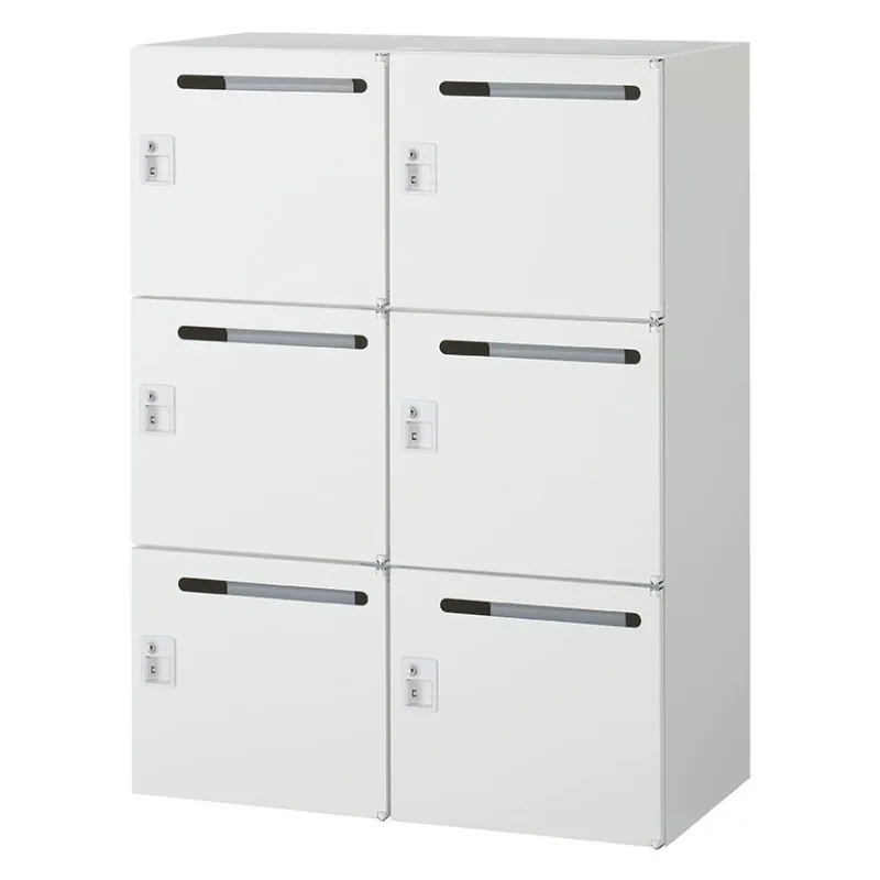 クウォール 6人用 2列3段 メールボックス シリンダー錠 鍵付き ホワイト 幅900×奥行450×高さ1200mm メールロッカー パーソナルロッカー 個人ロッカー RW45-612P-S2 【国産】 【完成品】