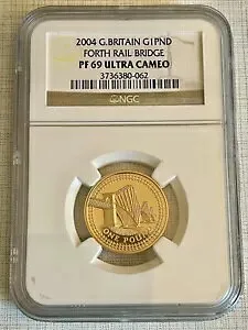 イギリス 2004 パターン フォース レール ブリッジ 1 ポンド ゴールド NGC PF69 UC SKU# 3347