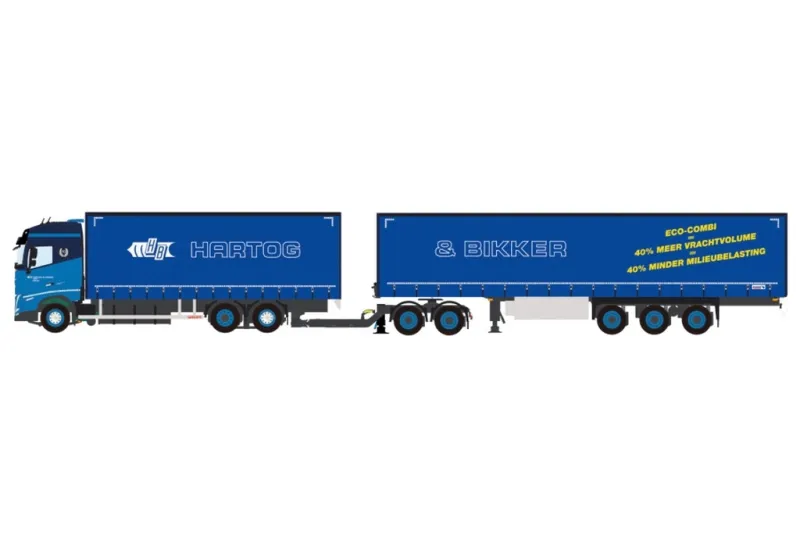 WSI MODELS 新品 ミニカー 1/50 Hartog ＆ Bikker VOLVO FH5 GLOBETROTTER RIGED CURTAINSIDE TRUCK 6X2 TAG AXLE CURTAINSIDE TRAILER - 3 AXLE + DOLLY [01-4483]