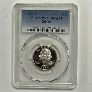 1997-S シルバー プルーフ ワシントン クォーター PCGS PR69。