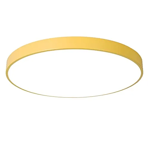 丸型マカロン型LEDシーリングライト、フラッシュマウント式子供部屋ランプ、北欧モダン照明、保育園、子供部屋、ダイニングルーム用、イエロー+クールホワイト-60cm 48W