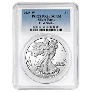 2025-W $1 1オンス プルーフ アメリカン シルバー イーグル PCGS PR69DCAM FS ブルー ラベル ホワイト...