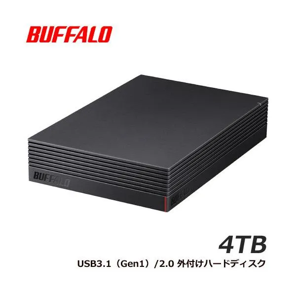外付HDD バッファロー HD-NRLD4.0U3-BA [USB3.1/USB3.0/USB2.0 外付けHDD PC用＆TV録画用 静音＆防振＆放熱設計 日本製 4TB]