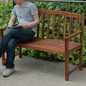 ガーデンベンチ 木製ベンチ 幅128cm （ ベンチ 木製 屋外 ウッドチェア 庭 バルコニー アカシア 天然木 背もたれ ひじ掛け ガーデンファーニチャー 椅子 長椅子 ガーデン おしゃれ ）