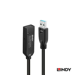 LINDY 10m USB3.2 Gen1 Type-A to Type-C オス/メス アクティブ延長ケーブル 10m USB 延長ケーブル Type-A to Type-C USB3.2 Gen1 5Gbps アクティブ リピーター ケーブル 信号増幅 安定転送 抜け防止 フック付 給電ポ