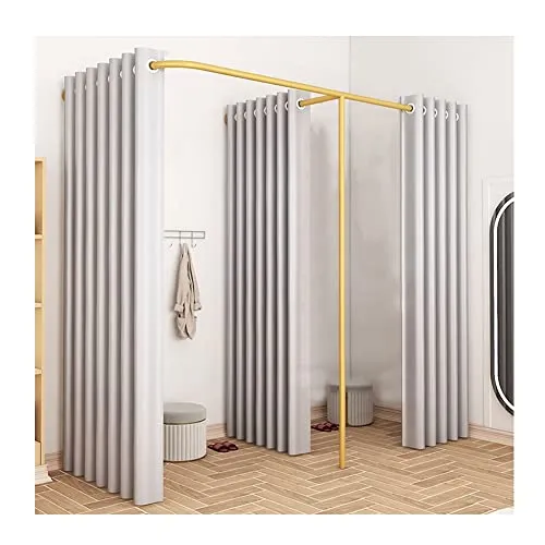 Fタイプフィッティングルーム、 シンプルな更衣室、 コーナーパーティションカーテンキット 壁掛けロッドを組み立て、 パンチング更衣室 衣料品店向け ショッピングモール (色 : Silver Gray, サイズ : 200x100x200cm)