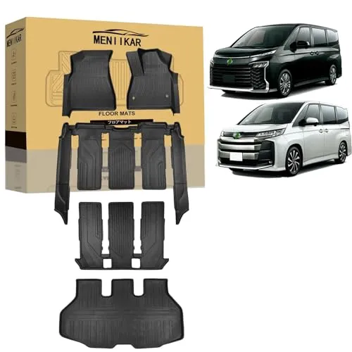 MENIIKAR トヨタ 新型 ヴォクシー ノア 90系 7人乗りハイブリッド/ガソリン車 フロアマット+ラゲッジマット5点セット VOXY NOAH 3d立体カーマット 防水 滑り防止 耐汚れ TPE素材 カスタムパーツ (フロアマット(1~3列目)+ト