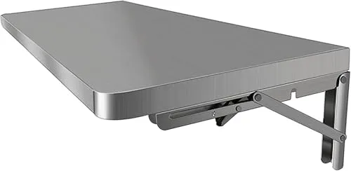 Kisigim 折りたたみ式壁掛けテーブル - ステンレススチール - ガレージと小屋、オフィス、ランドリールーム、キッチンとダイニングルームのための折りたたみ式作業台壁掛け パソコンデスク 勉強机 壁掛け テーブル ウォールデスク 強い軸受け容量 多機能