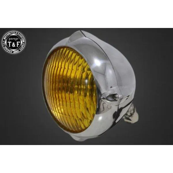 4021200 ガレージT&F 5.75in ビンテージヘッドライト(ポリッシュ)クラシックレンズ(イエロー)+ステーC イントルーダーLC250 JP店