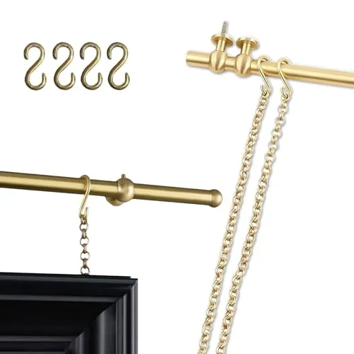ピクチャーレール 真鍮製ピクチャーレール用アートハンギングシステム、 家庭用額縁吊り下げキット、 絵画吊り下げレールシステムギャラリーウォール用 鎖付き 耐荷重5kg/鎖 取り付け簡単 壁穴削減? 装飾レール(1.70m (66.9in))