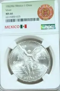 :1982-Mo 1-ONCE MEXICO LIBERTAD WINGED-VICTORY KM# 494.1 NGC MS-66 ハイグレード
