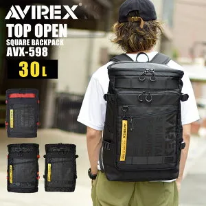リュック 大容量 ボックス型 AVIREX アビレックス リュックサック 通学 防水 BOX型 メンズ 30L A4 A3 バックパック スクエア レディース 大きめ 通勤 撥水加工 スクエアリュック 中学生 大学生 お