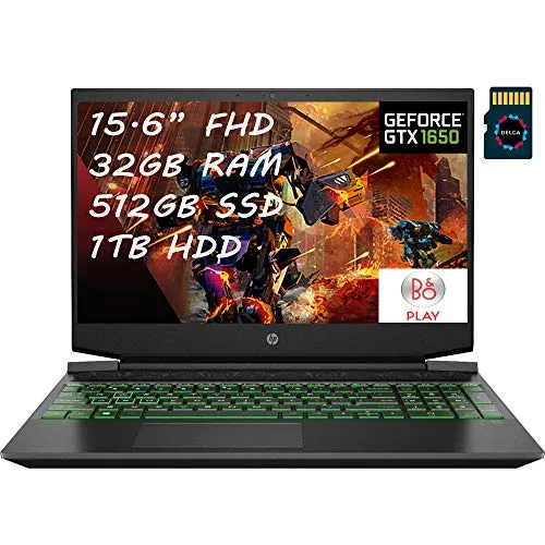HP Pavilion 15 プレミアムゲーミングノートパソコン AMD Hexa-Core Ryzen 5 4600H (>I7-9750H) 15.6インチ FHD ディスプレイ 32GB DDR4 512GB SSD 1TB HDD 4GB GTX