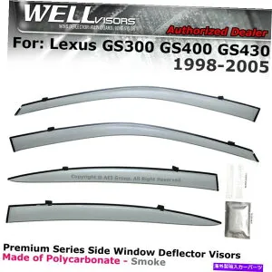 ウィンドウバイザー GS300 GS400 GS430 98-05ウィンドウサイドガードクリップオンのWellVisors WELLvisors For GS300 GS400 GS430 98-05 Clip on Window Side Guard Clip-on【並行輸入品】