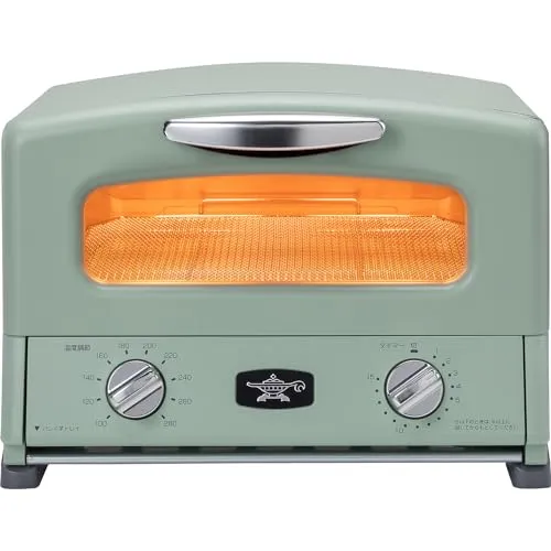 Aladdin (アラジン) グラファイト グリル & トースター 4枚焼き トースト パン (焼く/煮る/蒸す/炊く) タイマー機能 レシピブック グリルパン付き [遠赤グラファイト 搭載] グリーン AGT-G13B(G)