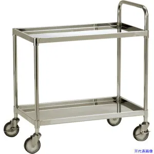 ■テックサス ステンレスワゴン2段タイプ(皿型タイプ) 900X600 SUSφ100ウレタン車 WG2U9060D(3610291)[法人・事業所限定][外直送元]