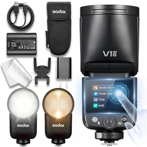 【電子版日本語説明書】Godox V1 MID O TTL フラッシュ OM SYSTEM/Panasonic対応 ラウンドヘッド 55Ws 高出力 1.7秒高速リサイクル 2.4G ワイヤレスX HSS 1/8000 USB-C充電 タッチスクリーン 1
