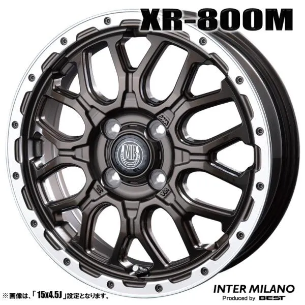 4本セット MUDBAHN マッドバーン XR-800M 15インチ リム幅4.5J インセット+45 4穴 PCD100 グロスブロンズ/リムポリッシュ 【法人宛て発送の場合、送料無料】