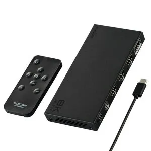 エレコムHDMI切替器8K60Hz4入力1出力(HDMIx3+Type-Cx1)リモコン付き【自動・手動切替が選べる】PS5・4/NintendoSwitch/FireTVStick他DH-SW8KC41BK/E