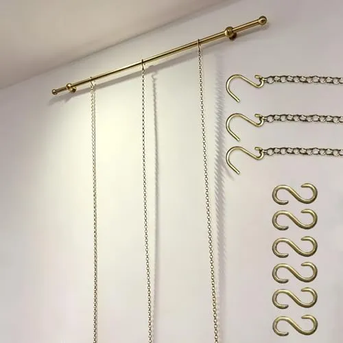 ギャラリーレール フレンチレトロ調 絵画吊り下げセット 真鍮製絵画吊り下げレールシステム - スライドチェーン付き調整可能なギャラリーレール、絵画、額縁、写真、鏡用ビンテージウォールディスプレイ 家庭、オフィス、美術館向け(1.70m (66.9in))