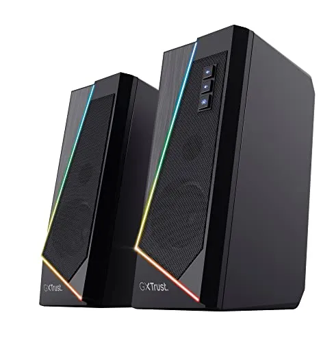 Trust Gaming 24070 GXT 609 Zoxa RGB Illuminated Speaker Set - PC Speakers, 6 Modes of RGB Lighting, 12W, USB-powered