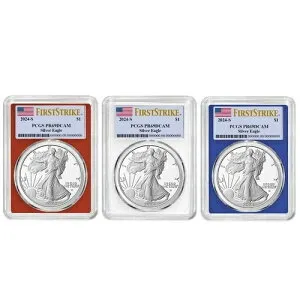 2024-S プルーフ $1 アメリカン シルバー イーグル 3枚セット PCGS PR69DCAM FS フラッグラベル レッド
