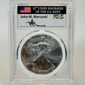 2020-P 米国シルバーイーグル PCGS MS70 緊急発行 メルカンティ シグエングレーバーシリーズ