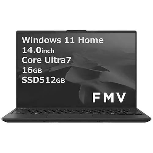 富士通 LIFEBOOK UH 14型 Core Ultra 7 16GB 512GB Office+365 ピクトブラック Win11H FMVU90J3B