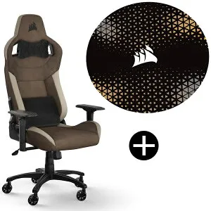 Corsair T3 RUSH Brown V2 (CF-9010061-WW) ブラウン ゲーミングチェア + Corsairチェアマット セット