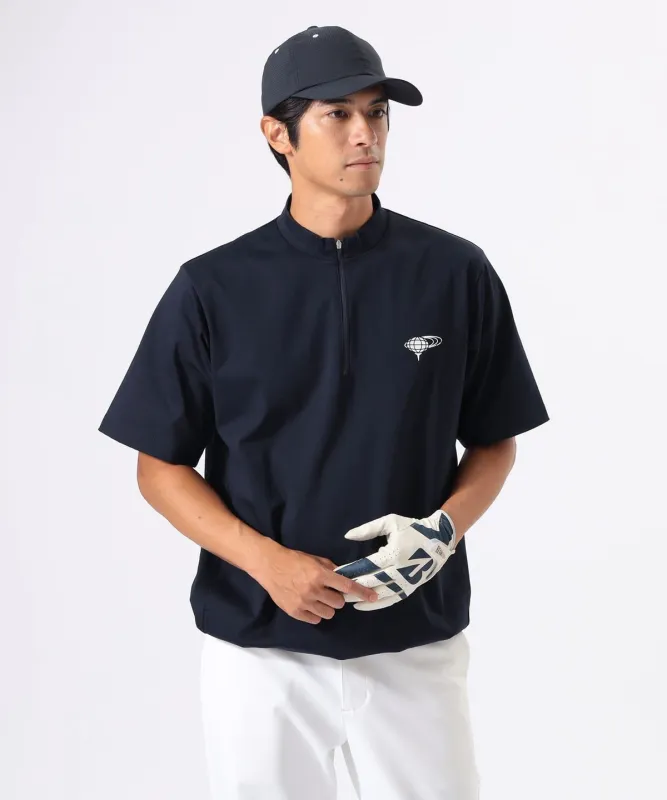 【4/23値下げ】ORANGE LABEL / ハーフジップ 裾ドローコード ストレッチモックネックシャツ Tシャツ・カットソー MEN NAVY XL