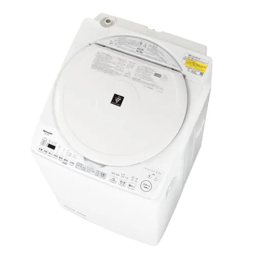 シャープ 洗濯乾燥機 2-4人用 洗濯8kg 乾燥4.5㎏ 幅55.5cm もみ洗い＆こすり洗い 穴なし槽だから清潔＆節水 省エネ 内フタなしで出し入れスムーズ ハンガー除菌・乾燥コース インバーター 静音 ES-TX8J-W ホワイト