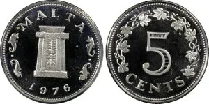1976-FM マルタ 5セント PCGS PR67 DCAM - ゴールドシールド