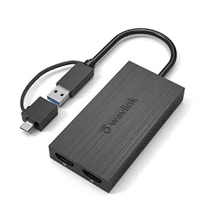 WAVLINK USB 3.0A/type-C-デュアル HDMI アダプター 4K出力 ミニドッキングステーション/最大4K 3840x2160 @30Hzディスプレイ出力/1x1440P対応 HDMI出力ポート/1x1080P対応 HDMI出力ポート1xUSB 3.0ポート搭載、Window