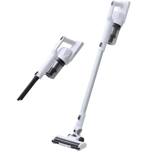 [山善] 掃除機 コードレス 充電式 サイクロン 軽量 一人暮らし スティッククリーナー ハンディ 2WAY 自走式 パワーブラシ 強力吸引 LEDライト搭載 ホワイト ZSP-L130(W)