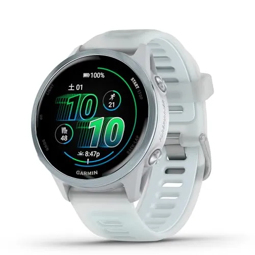 【Forerunner265後継モデル】 GARMIN(ガーミン) GPSランニングウォッチ Forerunner 570 42mm White/Cloud 最大約10日間の長時間バッテリー 超軽量 色鮮やかなAMOLED大画面ディスプレイ 80種類以上の
