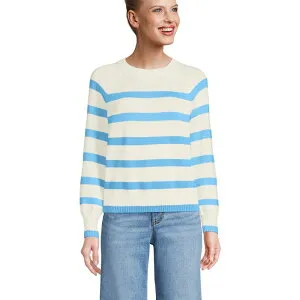 ランズエンド レディース アウター ニット・セーター Women's Lands' Endrifteraglan Sleeveasy Fit Sweater Ivory Blue Stripe アイボリー