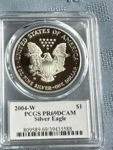2004-W PF69 PCGS DCAM アメリカン シルバー イーグル。
