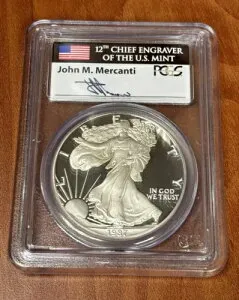 1987-S シルバー イーグル ドル PCGS PR69 メルカンティ 手書きラベル
