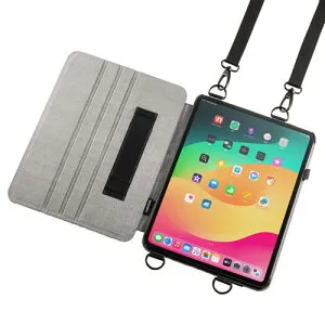 サンワサプライ iPad Pro 13インチ M4/2024用スタンド・ベルト付きケース ブラック PDA-IPAD2012BK