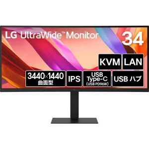34U650A-B 34インチ ウルトラワイドモニター 3440x1440 100Hz IPS 3800R湾曲パネル