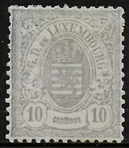 ルクセンブルク切手 1875 MI 31b ミシン目 13 MLH F/VF