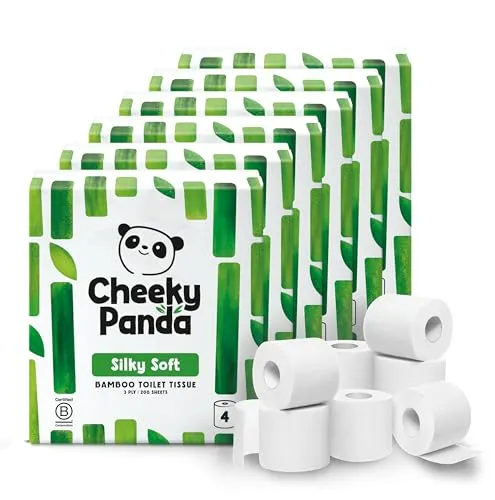 The Cheeky Panda Bamboo Toilet Roll Bulk Buy ? 24 Rolls (6 Packs of 4) | 3 Ply Toilet Paper | Plastic Free Packaging and Sustain