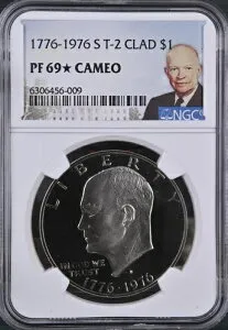 1776-1976 S T-2 クラッド $1 アイゼンハワー NGC PF69?? カメオ