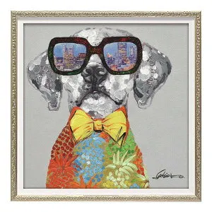 ユーパワー オイル ペイント アート 「ビュー シティ ドッグ」 Sサイズ OP-07028 インテリア | 関連単語 テーブル チェア ラグ クッション ソファ ベッド 観葉植物 木製 ナチュラル モダン 北欧