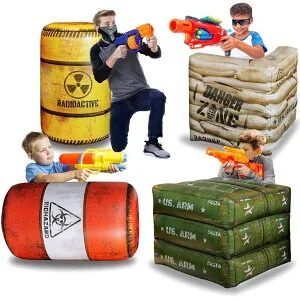 レーザータグ レーザー銃 おもちゃ フェイク NINOSTAR Package 4 Combat Battlefield Inflatables, Compatible with Nerf, Laser tag, Water Gun for Boys Birthday Party Activities and Decoration. [Premium Pack] 【並行輸入品】
